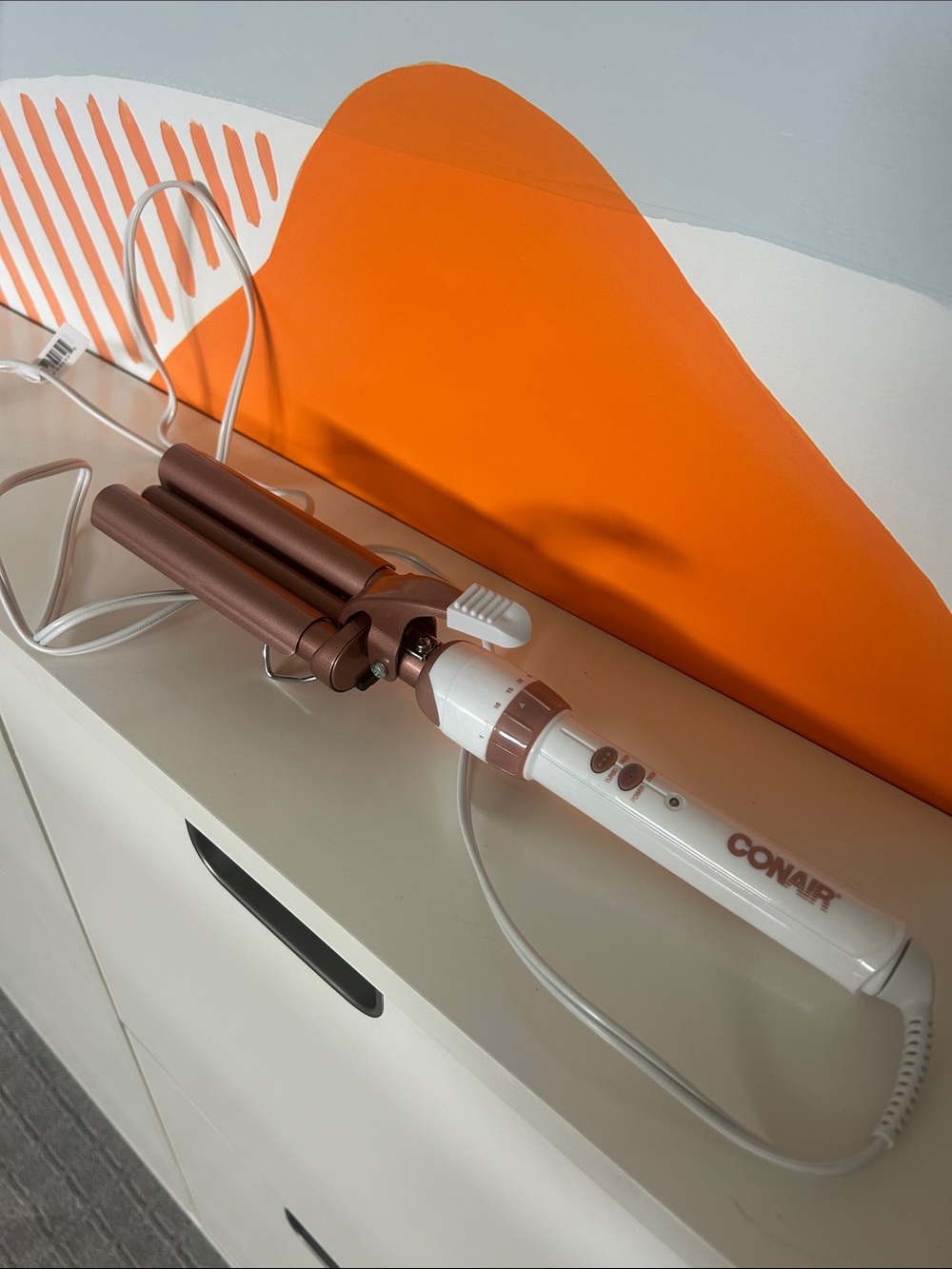 Conair White + Rose Gold Triple Barrel Waver - Orange Accent tried once